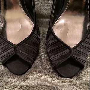 Black Nina peep toe heels